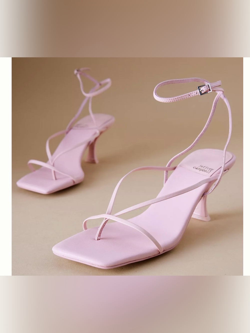 Jeffrey Campbell Fluxx Strappy Kitten Heels Nude Tan Square Toe Sandal NWOT 9